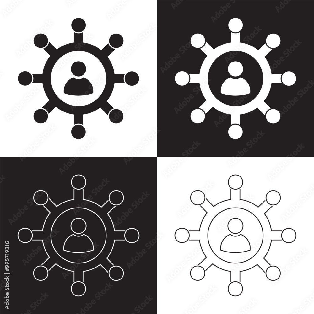 Roles and responsibilities icon isolated on white and black background. Vector illustration. EPS 10 Roles and responsibilities icon isolated on white and black background. Vector illustration. EPS 10
