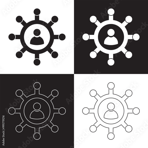 Roles and responsibilities icon isolated on white and black  background. Vector illustration. EPS 10