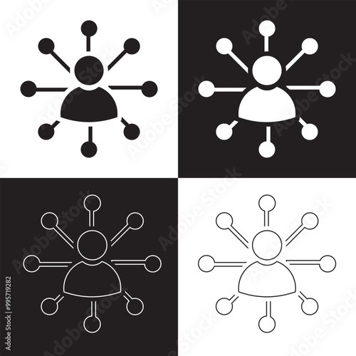 Roles and responsibilities icon isolated on white and black  background. Vector illustration. EPS 10