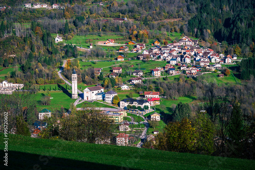 Autumn in Val Degano. Ovaro and its characteristic villages. The house with a hundred windows photo