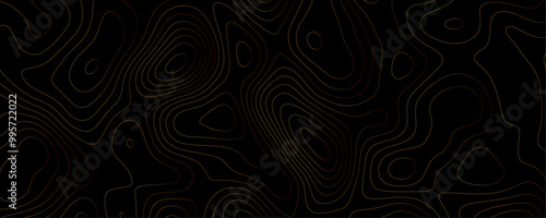 Abstract Topography Design with Wavy Contours and Geometric Grid Lines for a Dark Background Mountain Adventure Map
