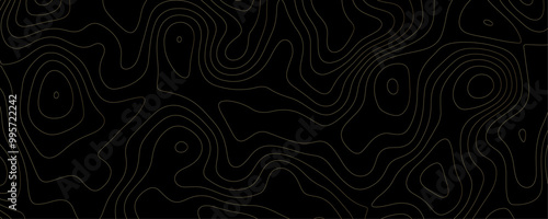 Seamless Topographic Map Design with Geometric Contours and Wavy Relief Patterns for a Dark Climbing and Hiking Illustration 