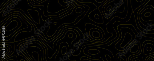 Abstract Black Topography Sketch Featuring Geometric Contours and Wavy Lines for a Seamless Terrain Map Design
