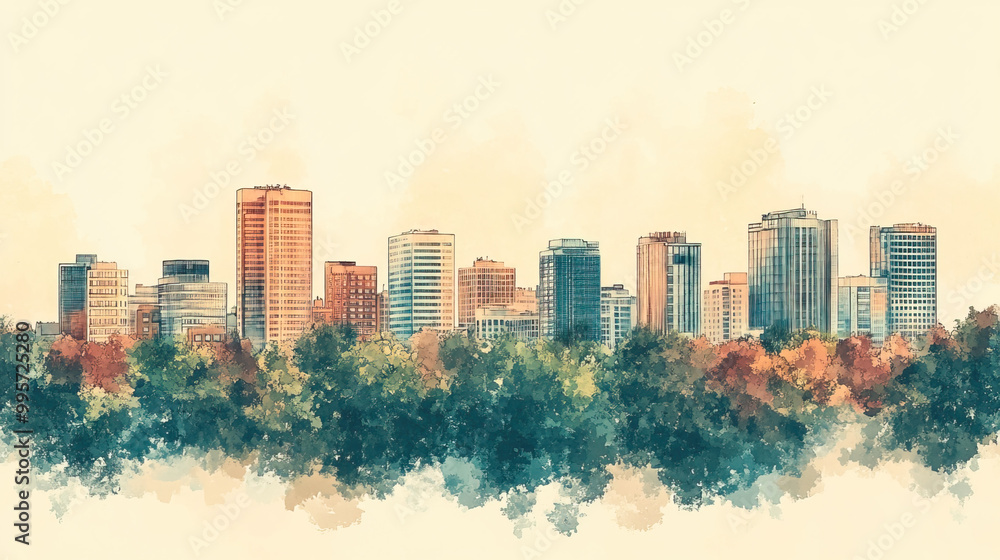 Obraz premium Ipswich, color pen pencil hand-drawn effect drawing illustration for travel poster, card, wallpaper, backdrop or banner. Modern, clear, artistic and simple
