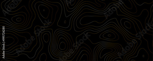 Geometric Topography Design Featuring Contour Lines and Depth Patterns on a Dark Background for a Modern Adventure Banner
