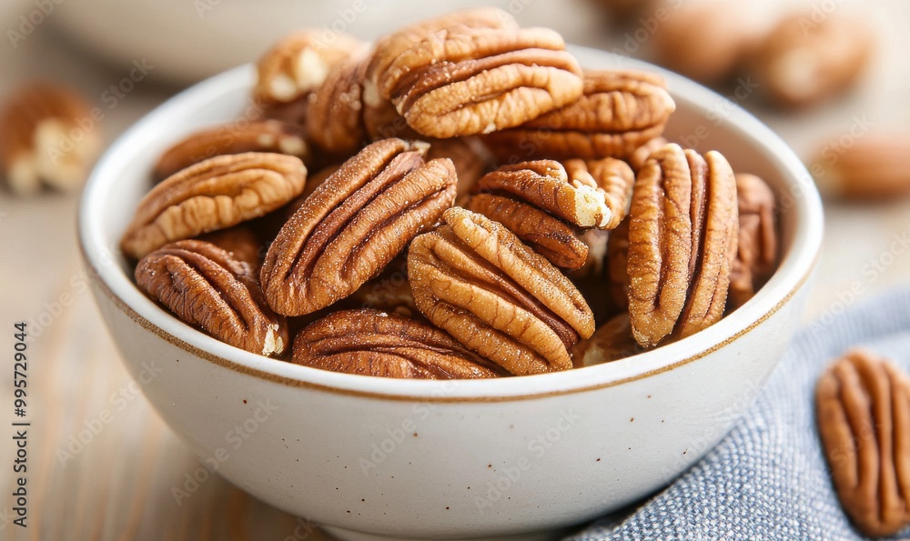 A Close-Up of a Bowl Filled With Pecan Nuts on a Wooden Table During Daylight A Close-Up of a Bowl Filled With Pecan Nuts on a Wooden Table During Daylight