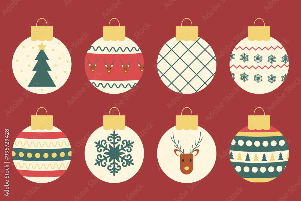 varied collection of craft Christmas ornaments perfect for enhancing your christmas decor. happy new year. vector varied collection of craft Christmas ornaments perfect for enhancing your christmas decor. happy new year. vector