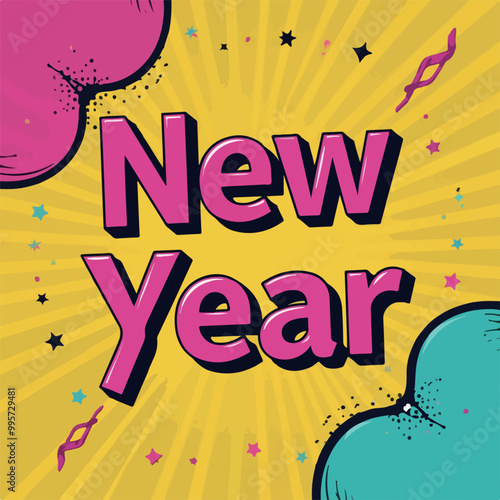 Bold New Year Pop Art Design