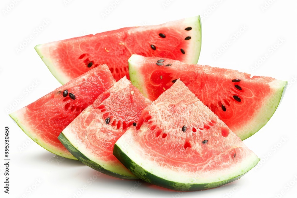 Pieces of fresh watermelon isolated on white Pieces of fresh watermelon isolated on white