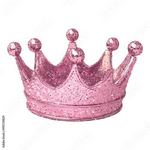 pink glitter queen crown vector