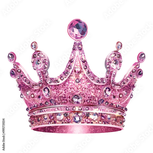 pink glitter queen crown vector