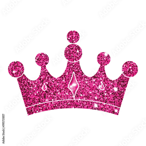 pink glitter queen crown vector