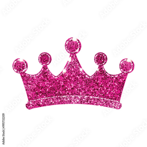 pink glitter queen crown vector