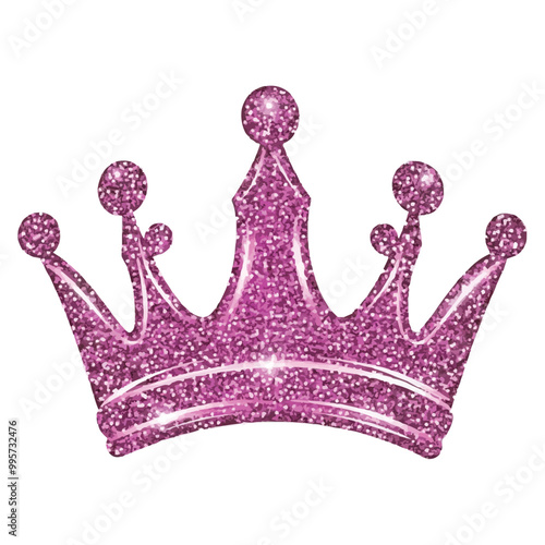 pink glitter queen crown vector