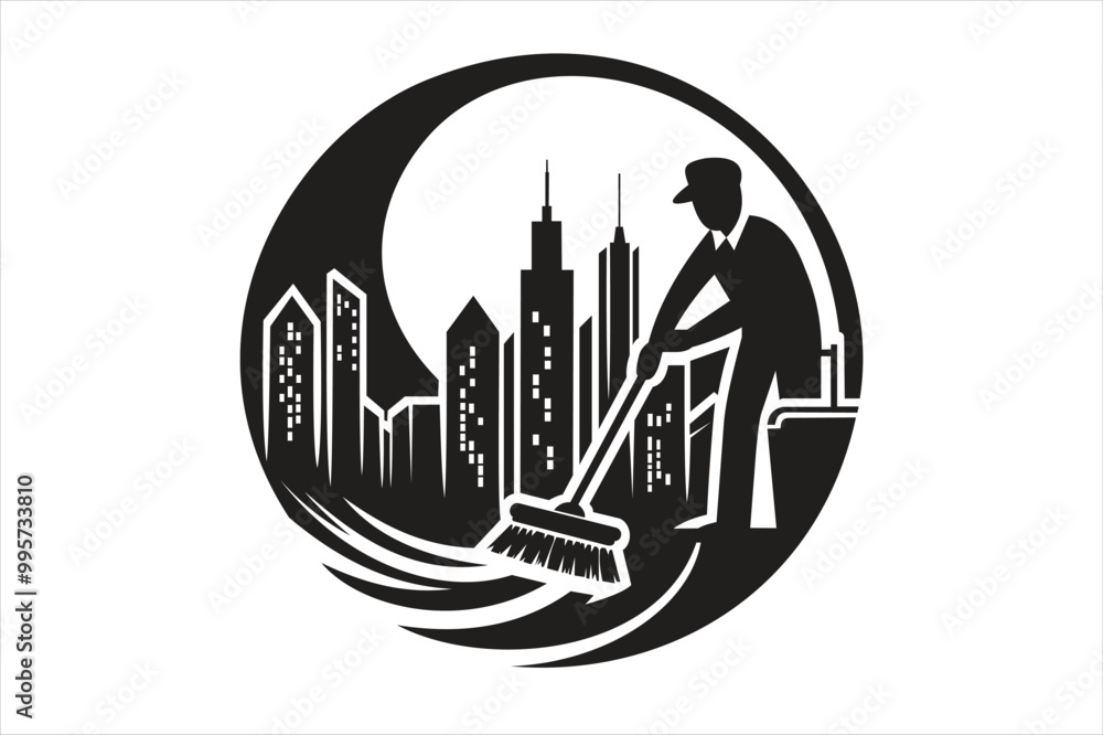 vector silhouette image of city cleaning logo. vector silhouette image of city cleaning logo.