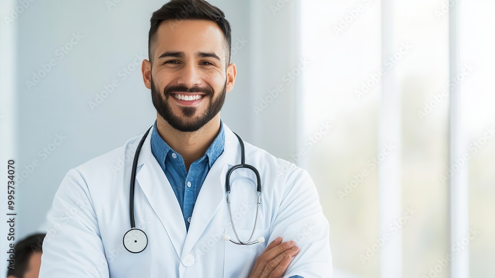 Doctor smiling while explaining a diagnosis to a patient, creating a warm and supportive atmosphere doctor joy, patient care Doctor smiling while explaining a diagnosis to a patient, creating a warm and supportive atmosphere doctor joy, patient care