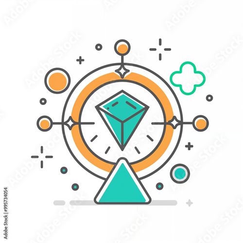 flat colored outline icon around shapes champion winner