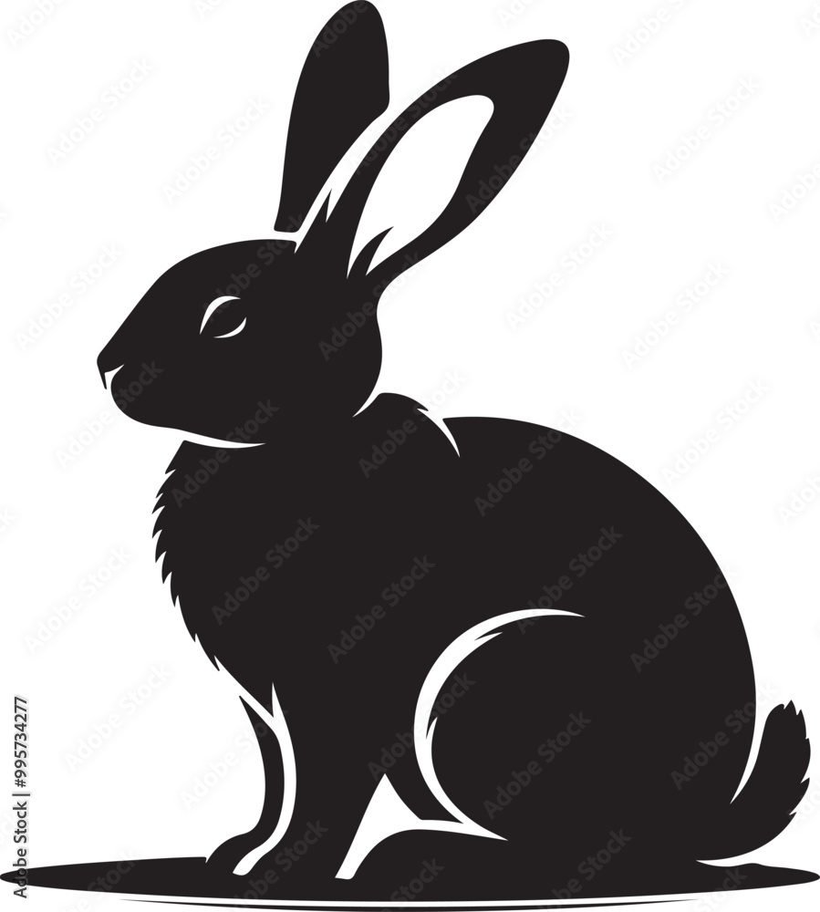 Obraz premium Rabbit silhouette vector illustration with white background.