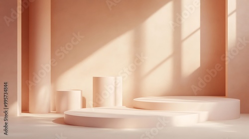 Elegant Minimalistic Stage Designs in Soft Pastel and Bold Colors for Modern Backgrounds