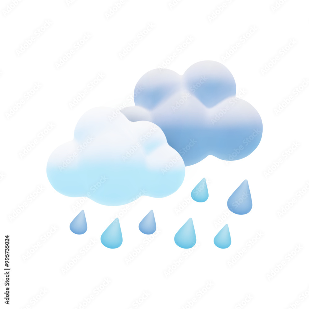 Vector cartoon 3d rainy weather icon. Cute 3d render of dark clouds with rain drops, meteorology concept, storm illustration for design, game, web site, logo, weather app Vector cartoon 3d rainy weather icon. Cute 3d render of dark clouds with rain drops, meteorology concept, storm illustration for design, game, web site, logo, weather app