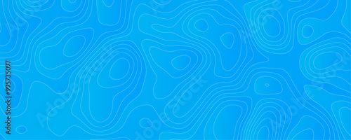 Geometric Topographic Map Design with Wavy Lines and Marine Navigation Patterns for a Futuristic Blue Ocean-Themed Illustration 