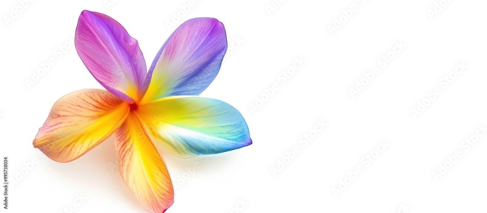 Fototapeta premium studio portrait of rainbow frangipani flower isolated on white background
