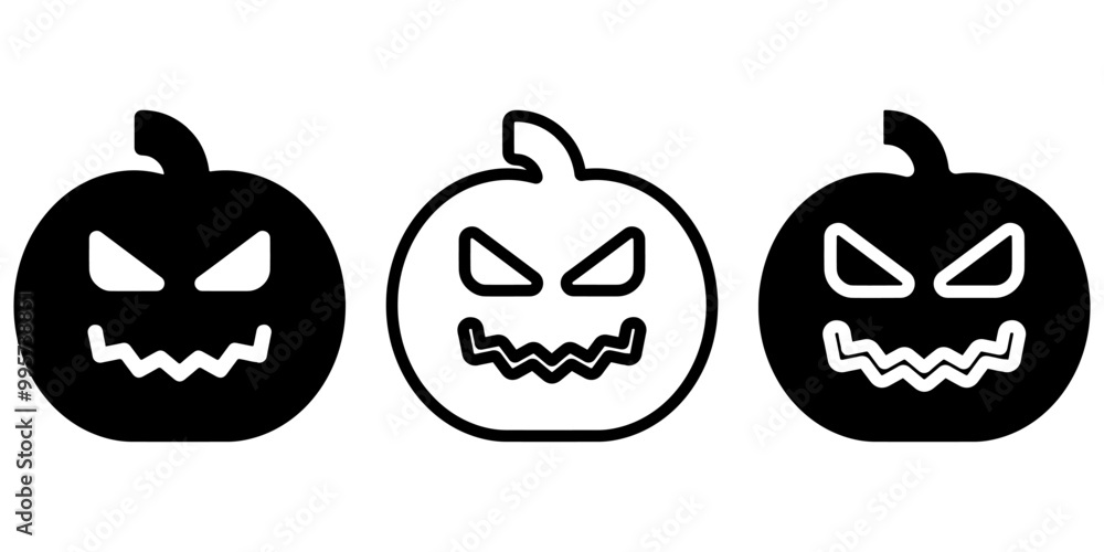 Set of Spooky Pumpkin Icons for Halloween. Set of Spooky Pumpkin Icons for Halloween.