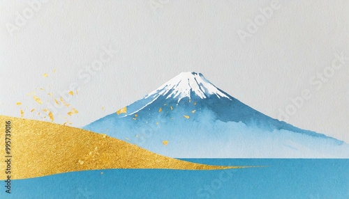 和紙に描いた富士山