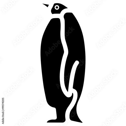 Penguin icon. Penguin silhouette. Cartoon penguin sketch line icon. Cute animal icon set.