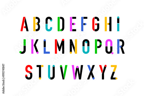 creative color font, Big letter type, typography letter latin font.  modern  style alphabet for headline, text. Vector illustration