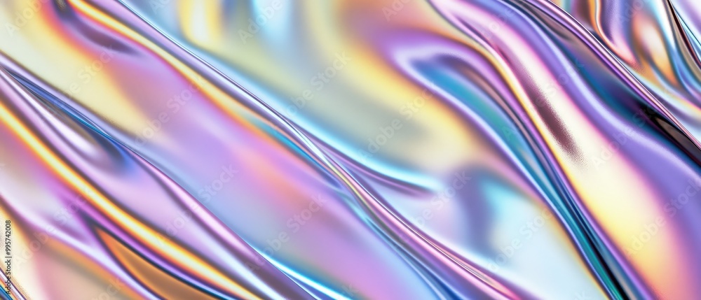 Smooth liquid surface with flowing rainbow chrome texture featuring vibrant colors, metallic reflections, and a futuristic glossy, sleek finish Smooth liquid surface with flowing rainbow chrome texture featuring vibrant colors, metallic reflections, and a futuristic glossy, sleek finish