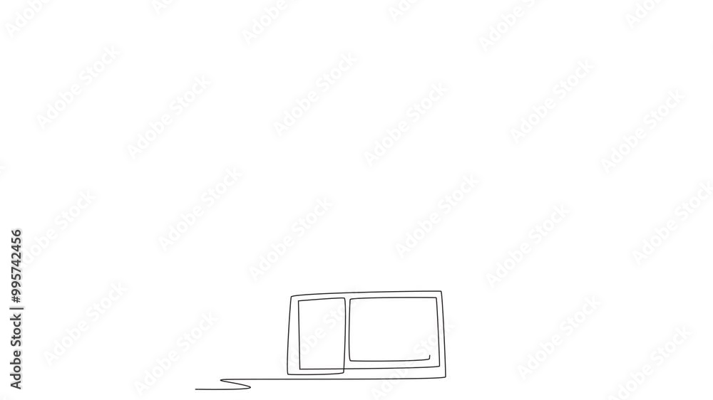 Animated trophy. Trophy concept one-line drawing Animated trophy. Trophy concept one-line drawing