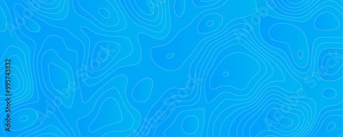 Abstract Vector Topography Design Featuring Geometric Contours and Wavy Terrain Patterns in a Blue Ocean-Themed Background 