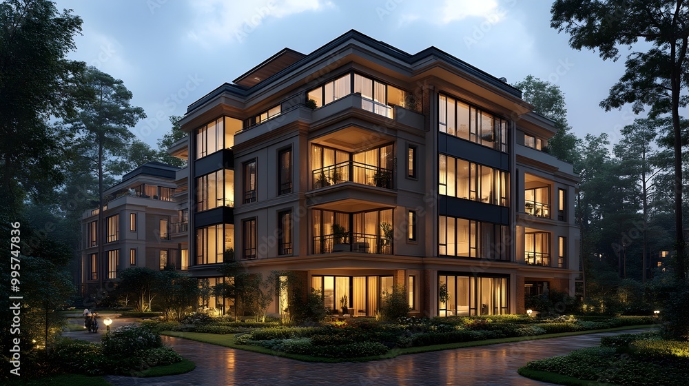 Obraz premium Sophisticated Luxury Real Estate Development with Architectural Renderings