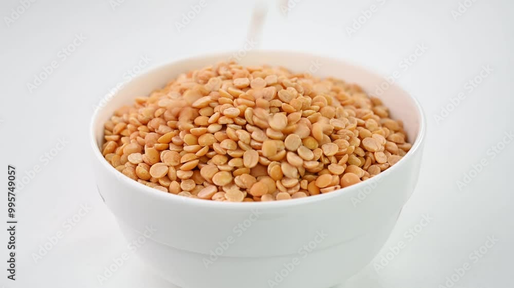 Filling toor dal in a white bowl. Filling toor dal in a white bowl.