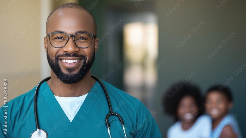 Social worker smiling while talking with a family, feeling fulfilled helping others in need social work joy, supportive care Social worker smiling while talking with a family, feeling fulfilled helping others in need social work joy, supportive care