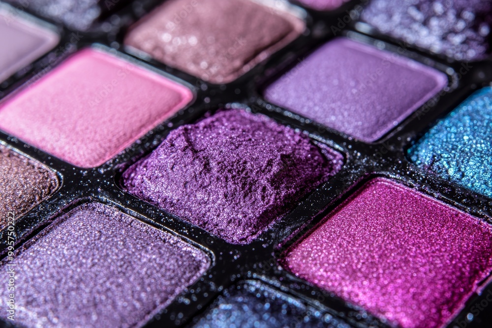 Vibrant and colorful collection of crushed eyeshadows in a makeup palette showcasing rich pigments with a mix of matte and shimmer textures creating a bold beauty display Vibrant and colorful collection of crushed eyeshadows in a makeup palette showcasing rich pigments with a mix of matte and shimmer textures creating a bold beauty display