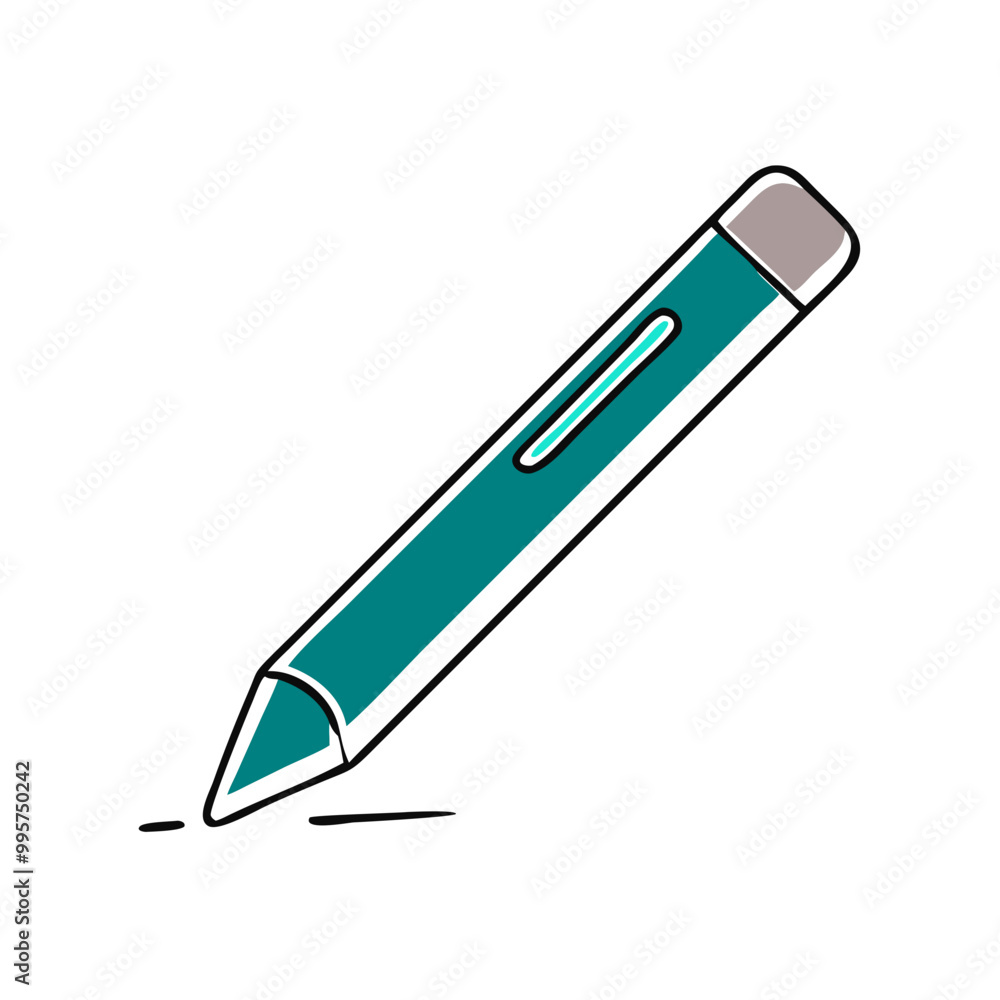 Pencil icon illustration, teal and white, writing and creativity concept Pencil icon illustration, teal and white, writing and creativity concept