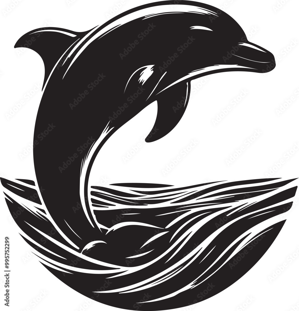 Dolphin silhouette vector with white background. Dolphin silhouette vector with white background.
