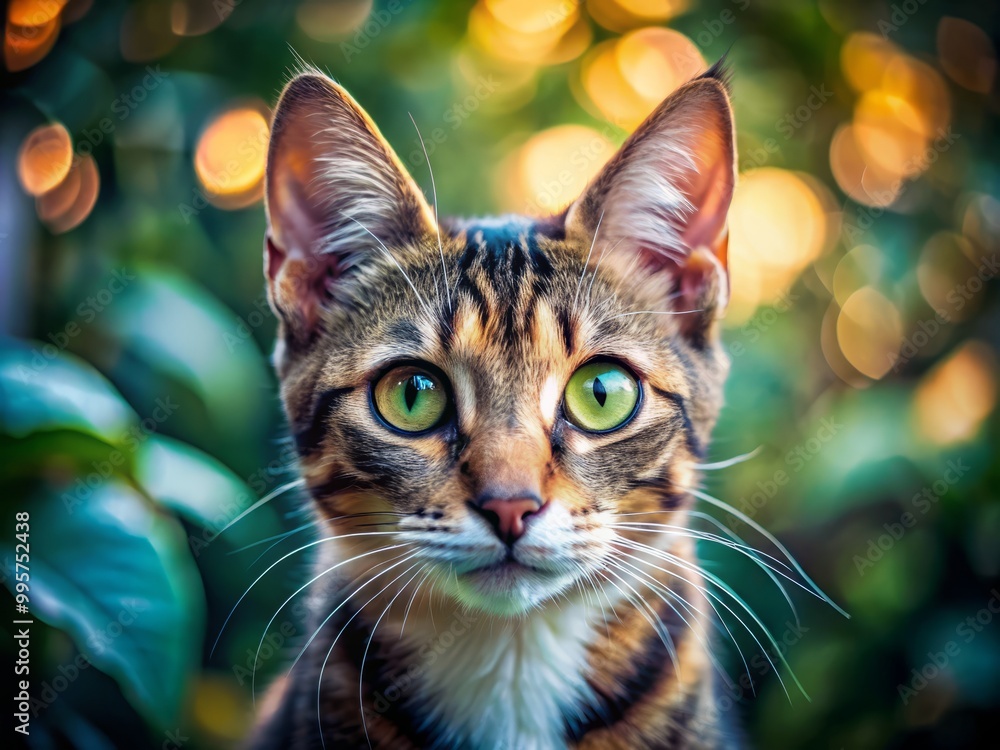 With ears tipped back, this playful cat radiates curiosity and elegance, showcasing the enchanting way it explores its With ears tipped back, this playful cat radiates curiosity and elegance, showcasing the enchanting way it explores its