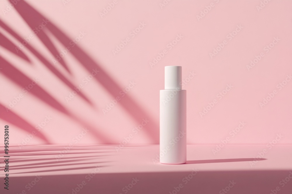 minimalist mockup of blank white skincare bottle on pink background minimalist mockup of blank white skincare bottle on pink background
