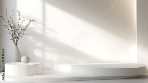 Wallpaper Mural Minimalist Abstract Architecture with Pastel and Neon Lighting Featuring Geometric Shapes, Circular Platforms, and Soft Shadows for Futuristic and Artistic Stage Design Torontodigital.ca