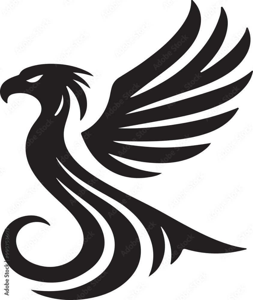 Obraz premium eagle silhouette vector illustration with white background.