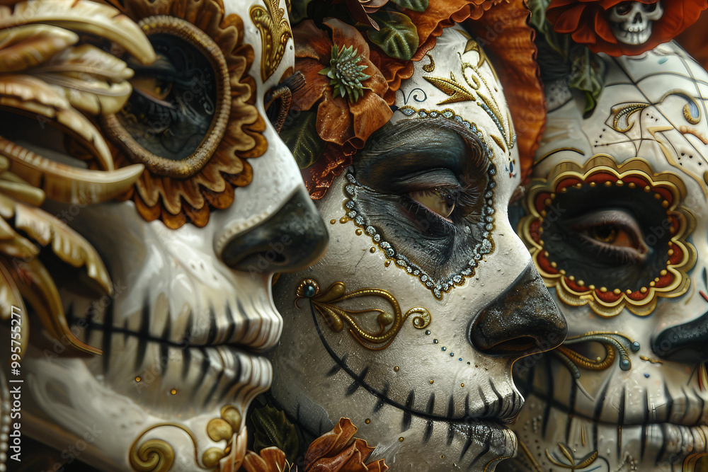 Dia de muertos death day latin ethnic halloween celebration banner, Generative AI Dia de muertos death day latin ethnic halloween celebration banner, Generative AI