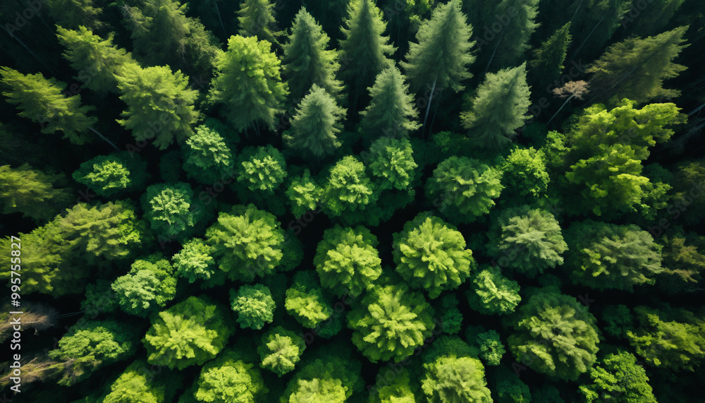 Fototapeta premium Forêt verte luxuriante colline montagne amazonie vue de haut oiseau.