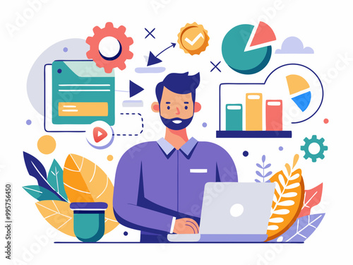 Flat design style illustrations of project management, business workflow, research and development. Vector concepts for website banner, marketing material, business presentation