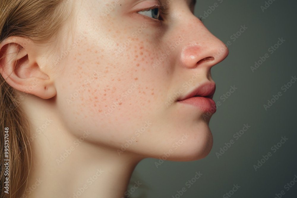 Close up portrait concept of a skin problem face imperfections generative AI Close up portrait concept of a skin problem face imperfections generative AI