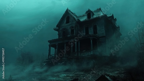 Eerie, Old, Abandoned House on a Foggy Night