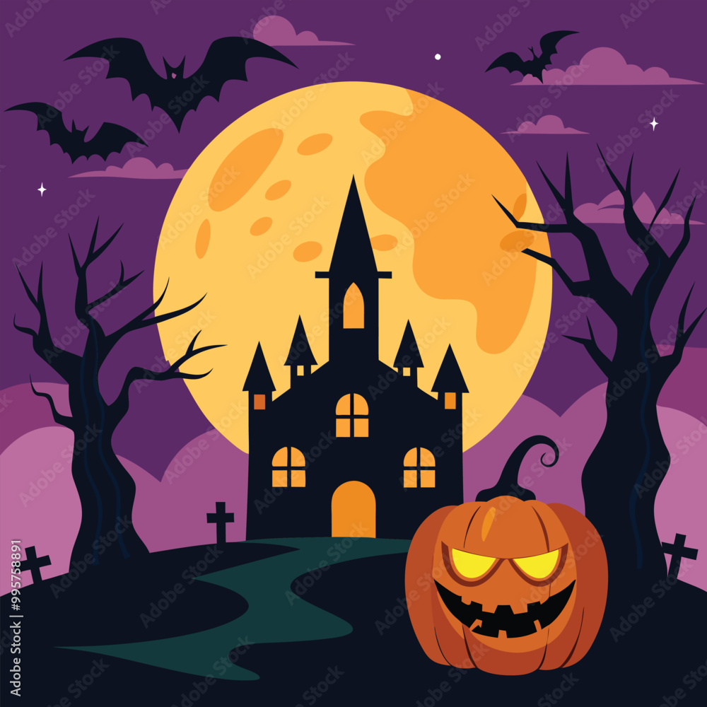 halloween background with pumpkin and bats halloween background with pumpkin and bats