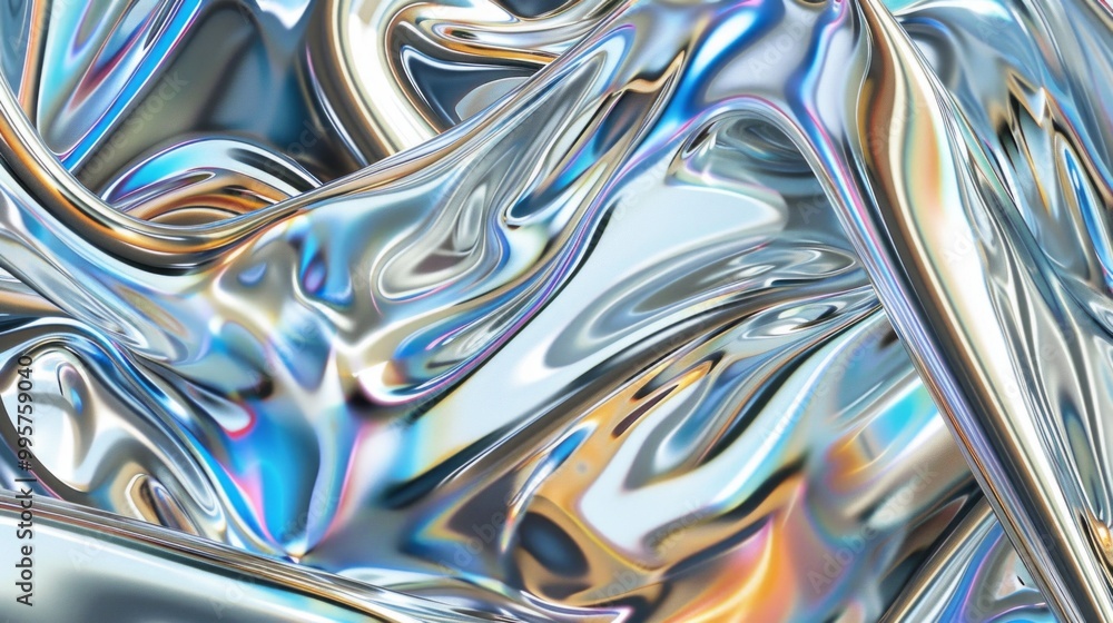 A shiny, metallic surface with a wave-like pattern A shiny, metallic surface with a wave-like pattern